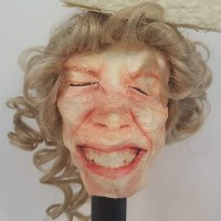 Mixed Media Plaster Head Sculpture Realistic Face Weird Quirky - BCPDYI592