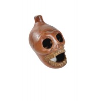 Open Mouth Death Whistle Large Size Loud Handmade Clay Aztec Replica Death Whistle Red - B2EO6NXE7
