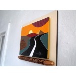 Sunset Painting For Wall Original Abstract Artwork Wooden Sculpture Home Decor - BESKF5970
