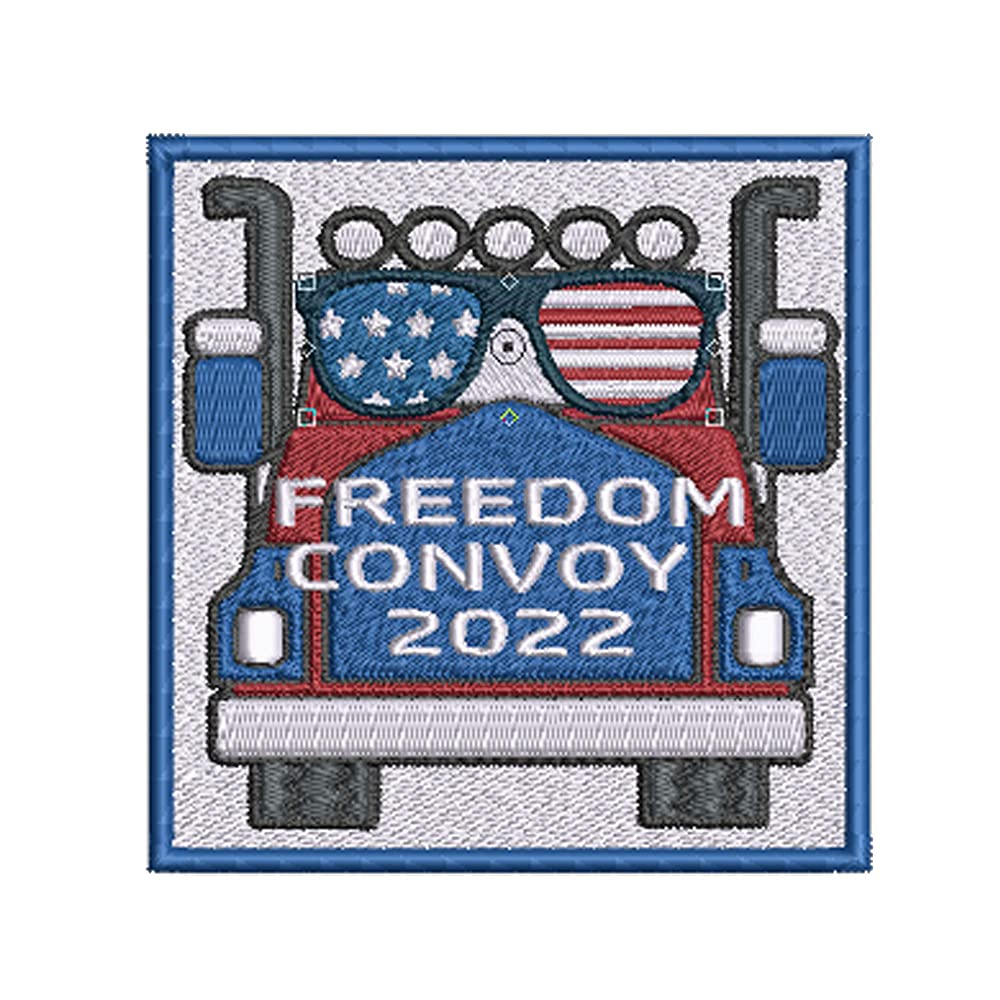 Support Freedom Convoy 2022 USA US American with Sunglasses Embroidered Patch 3 W x 4 T Iron-On or Sew-On Premium Detailed Applique Vest Jacket Bags Hat Clothing American Flag Truckers Semi - BRM6IOGUS
