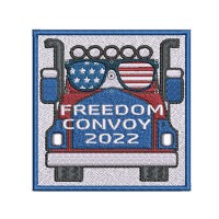 Support Freedom Convoy 2022 USA US American with Sunglasses Embroidered Patch 3" W x 4" T Iron-On or Sew-On Premium Detailed Applique Vest Jacket Bags Hat Clothing American Flag Truckers Semi - BRM6IOGUS