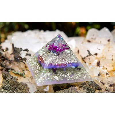Violet Flame Orgone Pyramid White Light Crystal Pyramid Orgonite Pyramid - B0JNTRWYC