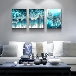 3 Piece Abstract Canvas Wall Art for Living Room Bathroom Modern Blue Water Prints Paintings Wall Decor for Bedroom Dining Room Office Kitchen Wood Framed Ready to Hang for Home Decorations - BRPUA9WLJ