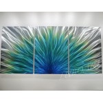 74x36 Large METAL art teal sculpture modern Abstract home business office wall decor contemporary spring under water blue teal painting by Lubo Naydenov - BNURC4SZC