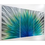 74x36 Large METAL art teal sculpture modern Abstract home business office wall decor contemporary spring under water blue teal painting by Lubo Naydenov - BNURC4SZC