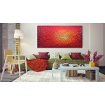 Amei Art Paintings,24X48 Inch 3D Hand-Painted Artwork Abstract Blooming Flower Painting On Canvas Red Art Wood Inside Framed Hanging Wall Decoration Textured Abstract Oil Painting Fiery Red - BGA4X2LOD