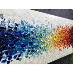 AMEI Art Paintings,24X48 Inch 3D Hand-Painted On Canvas Colorful White Background Abstract Oil Paintings Contemporary Artwork Simple Modern Home Wall Decor Art Wood Inside Framed Ready to Hang - BY8P6IQ2A