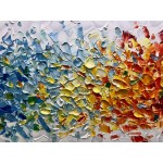 AMEI Art Paintings,24X48 Inch 3D Hand-Painted On Canvas Colorful White Background Abstract Oil Paintings Contemporary Artwork Simple Modern Home Wall Decor Art Wood Inside Framed Ready to Hang - BY8P6IQ2A