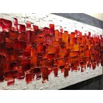 Amei Art Paintings,24X48 Inch 3D Hand-Painted On Canvas Modern Framed Red Art Textured Abstract Oil Paintings Contemporary Artwork Art Wood Inside Framed Ready to Hang for Living Room Office - BZ7L9NRVY