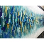 AMEI Art Paintings,24x60Inch 3D Hand Painted On Canvas Oversized Gold Blue Abstract Seascape Artwork Texture Palette Knife Oil Paintings Modern Home Decor Wall Art Stretched and Framed Ready to Hang - BGMMA74CQ