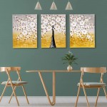 Bibbins Canvas Wall Art for Living Room Handmade Paintings for Wall Decorations Modern Floral Artwork Ready to Hang 12x16x3 Panel - BS0QH25CK