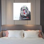 Bignut Wall Art 100% Hand Painted 24x24inch Monkey with Headphone Oil Painting Cool Garilla Animal Picture on Canvas Monkey Framed - BDCPD21O1