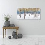 Birch Tree Art Wall Canvas Oil Painting 3D Hand-painted Blue Abstract Forest Landscape Modern Space Aesthetics Artwork Prints Home Living Room Office Bedroom Wall Decoration Mural 48x24 in Frameless - BZEOMHZPX