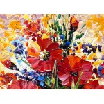 Boieesen Art,24x48inch Textured Hand Painted Red Flowers in Vase Oil Paintings Framed Abstract Blooming Flower Still Life Artwork Colorful Floral Canvas Paintings Wall Art for Living Room Office - BIZBESOB4