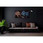 Bull vs Bear Original Oil Painting on Canvas Abstract Bull Stock Market painting Spanish Bull Bear home decor Large Bull Wall art Bull vs Bear handmade painting Gift 20x40in Stretched on Canvas - BYGD9QHW0