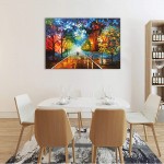 Diathou 100% Hand-Painted Landscape Oil Painting Large Canvas Abstract Art Works Home Wall Decoration Living Room Bedroom Corridor Office Wall Decoration Oil Painting 24x36 Inches - BDKFXCW7L