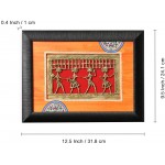 ExclusiveLane EL-002-072 Abstract Warli and Dhokra Wall Decor Living Room Home Decorative Wall Hanging Paintings Orange Blue Set of 2 - B1WI97SF7