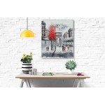 Generic Paris Canvas Wall Art Decor 12” x 16” Hand Painted Oil Painting. Vintage City Skyline with Eiffel Tower or Arch Wooden Frame Living Room Bedroom Decoration 12Inx16In White & Black , - BBZDGXZZA