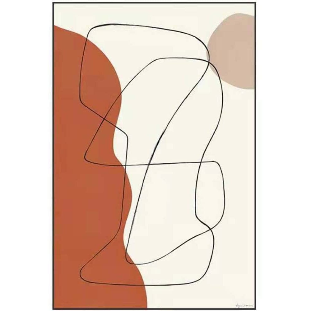 Hand Painted Oil Painting Art Wall Decor Nordic abstract decorative painting orange painting modern minimalist painting for Home Office Bars Cafe Great Home Decor Framed Wall Art,60X80CM - BU3STA4T1