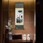 HCOZY Chinese Traditional Silk Scroll Painting,Modern Landscape Hanging Paintings Forbedroom Living Room Decoration Landscape Painting Series Crane - B0LD1K0JI