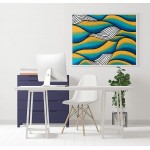 Modern Abstract Wave Painting | Geometric art | Original handmade | Crayon art | Wall decor - BSWJPCSM2