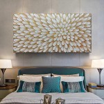 MUWU Canvas Paintings Abstract Flowers Paintings Texture Palette Knife Modern Home Decor Wall Art Painting Colorful 3D Flowers Wood Inside Framed Ready to hang 24x48 inch - BQPSLKD5Z