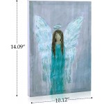 NIKKY HOME Vintage Angel Wall Painting Hand Painted Canvas Artwork Oil Paintings Wall Art for Holiday Decor New Year & Christmas Gifts 14 x 10 inches - B5L1RKOAN