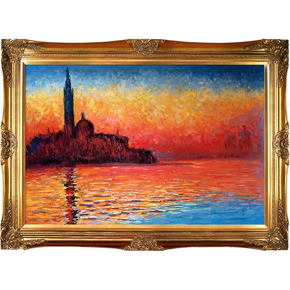 overstockArt San Giorgio Maggiore by Twilight Framed Oil Reproduction of an Original Painting by Claude Monet Victorian Frame Gold Finish - BDSSDCQIF