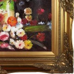 overstockArt Vase with Poppies Cornflowers Peonies and Chrysanthemums with Victorian Gold Framed Oil Painting 32 x 28 Multi-Color - B12Q29IQ6