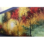 Tiancheng Art,24 X 48 Inch Modern Impressionism Colorful Tree Art Frame Oil Painting Propylene Canvas Hand-Painted Forest Wall Art Living Room Interior Decorative Painting Ready to Hang - B4NSIW4Q5