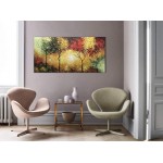 Tiancheng Art,24 X 48 Inch Modern Impressionism Colorful Tree Art Frame Oil Painting Propylene Canvas Hand-Painted Forest Wall Art Living Room Interior Decorative Painting Ready to Hang - B4NSIW4Q5