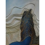 Tyed Art- Gold Line and Blue Texture Abstract Artwork 100% Hand-Painted Oil Painting On Canvas,Canvas Wall Art Paintings Modern Home Decor Series of paintings Wall Decoration 24x48inch - BHJX0LL2Z
