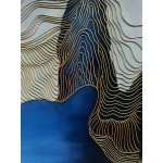 Tyed Art- Gold Line and Blue Texture Abstract Artwork 100% Hand-Painted Oil Painting On Canvas,Canvas Wall Art Paintings Modern Home Decor Series of paintings Wall Decoration 24x48inch - BHJX0LL2Z