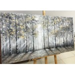 V-inspire art 24 X 48 Inch Modern Lmpressionist Tree art 100% Hand Painted Canvas Wall art Oil Painting Large Paintings Gray Wall Decoration Acrylic Paint Knife Painting - BZRC3N6AQ