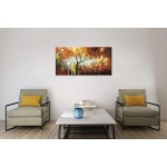 V-inspire Art,24x48 Inch Modern Tree Art Abstract Acrylic Canvas Wall Art 100% Hand-Painted Oil Paintings Yellow Landscape Wall Decoration For Living Room Bedroom - BLUWGC7M1
