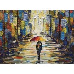 V-inspire Paintings 24x48 Inch Modern Abstract Painting Romatic Street Oil Hand Painting Landscape 3D Hand-Painted On Canvas Abstract Artwork Art Wood Inside Framed Hanging Wall Decoration - BKD5O6AMT