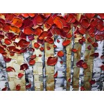 V-inspire Paintings 24x48 Inch Paintings Oil Abstract Red Birch Trees Wall Art Contemporary 3D Hand-Painted On Canvas Artwork Art Wood Inside Framed Hanging Living room Bedroom Wall Decoration - BO31VMHAL