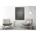 YaSheng Art 3D Abstract Art Oil Paintings on Canvas Texture Silver Gray Color Abstract Artwork Modern Home Decor Canvas Wall Art Ready to Hang for Living Room Bedroom 24x36inch - B04HA8LHG
