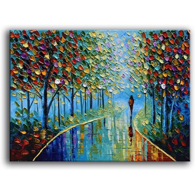 YaSheng Art -Landscape Oil Painting On Canvas Textured Tree Abstract Contemporary Art Wall Paintings Handmade Painting Home Office Decorations Canvas Wall Art Painting 24x36inch - B34JQ4K6X