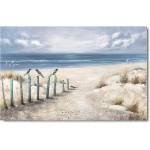 Yihui Arts Large Beach Wall Decor Hand Painted 3D Seascape Canvas Oil Painting Ocean Coastal Art Picture For Office Decor - BMA559OGW