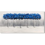 Yihui Arts Large Textured Blue Forest Abstract Oil Painting Hand Painted Modern Navy Tree Canvas Wall Art for Decoration Ready to Hang 30Wx60L - BJKR2YZ0X