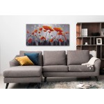 Yika Art Paintings 24x48 Inch Abstract Flowers Painting Gary 3D Hand-Painted On Canvas Wall Decoration for Living Room Bedroom Hallway Office Ready to Hang Red Poppy - BJDXLC8AD
