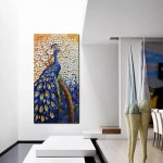 Yotree Paintings 24x48 Inch Paintings Peacock with Tree Oil Hand Painting Painting 3D Hand-Painted On Canvas Abstract Artwork Art Wood Inside Framed Hanging Wall Decoration Abstract Painting - BJ0S3AJOJ