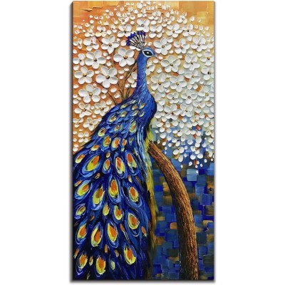 Yotree Paintings 24x48 Inch Paintings Peacock with Tree Oil Hand Painting Painting 3D Hand-Painted On Canvas Abstract Artwork Art Wood Inside Framed Hanging Wall Decoration Abstract Painting - BJ0S3AJOJ