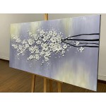 Yotree Wall Art Hand-Painted Framed White Flowers Oil Painting On Canvas Gallery Wrapped Modern Floral Artwork for Living Room Bedroom Décor Ready to Hang - B4IIT6KVP