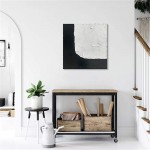 zoinart Abstract Modern Oil Paintings on Canvas Wall Art 36x36 inch 100% Hand-Painted Black and White Artwork Wall Decor for Living Room Bedroom Corridor Office Home Decorations - BRK58BNXU