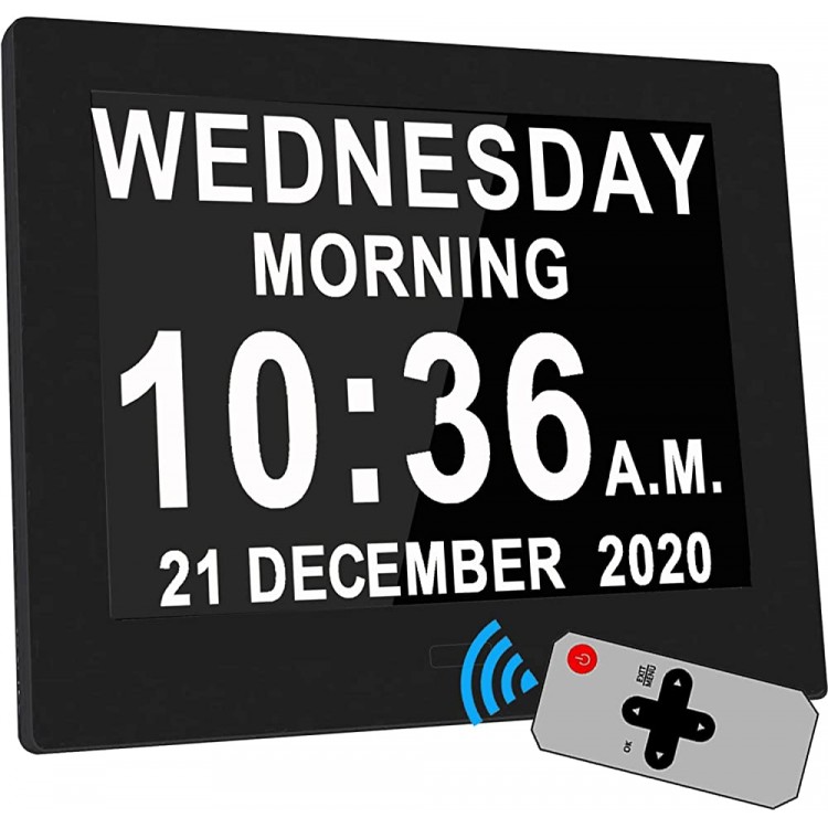 【2022 New】 Véfaîî 8 Inch Day Clock-12 Alarms Level 5 Auto Dimmable Dementia Clocks with Non-Abbreviated Date and Day for Vision Impaired Elderly Memory Loss Clock -with Remote Control - BOVO7I5AH