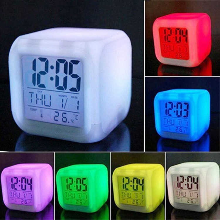 3 inch Small Size Mini LED Stitch Anime Digital Alarm Clock 7 Colorful Sleeping Light with Time Temperature Alarm Date Decor for Baby Stitch 9 - B5080VSUH
