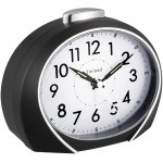 5.3 Silent Analog Alarm Clock Non Ticking Gentle Wake Beep Sounds Increasing Volume Battery Operated Snooze and Light Functions Easy Set Black Best for Elder - BX0J298QR