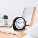 5.5 Silent Analog Alarm Clock Non Ticking Gentle Wake Beep Sounds Increasing Volume Battery Operated Snooze and Light Functions Easy Set Black Best for Elder - BBIY7VG3H